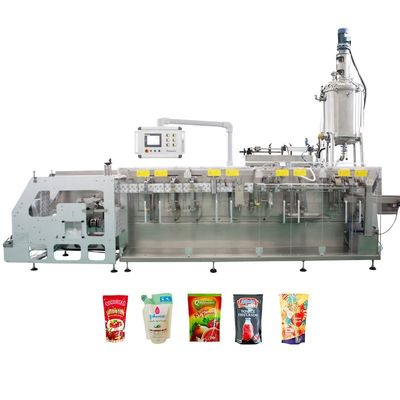 comprar Máquina de embalaje horizontal totalmente automática para llenar la línea de producción de jugo de frutas Fabricación en línea