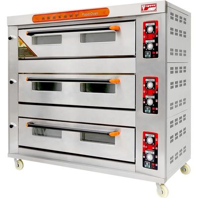 Restaurante horneado horno eléctrico de acero inoxidable para pizza pan horneado comercial 3 cubiertas