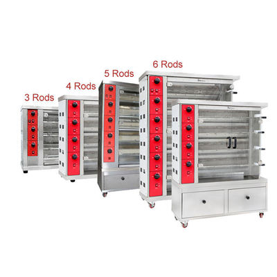 Grill de pollo / Grill de pollo Rotisserie Horno de gas 4 varillas con pies de acero inoxidable